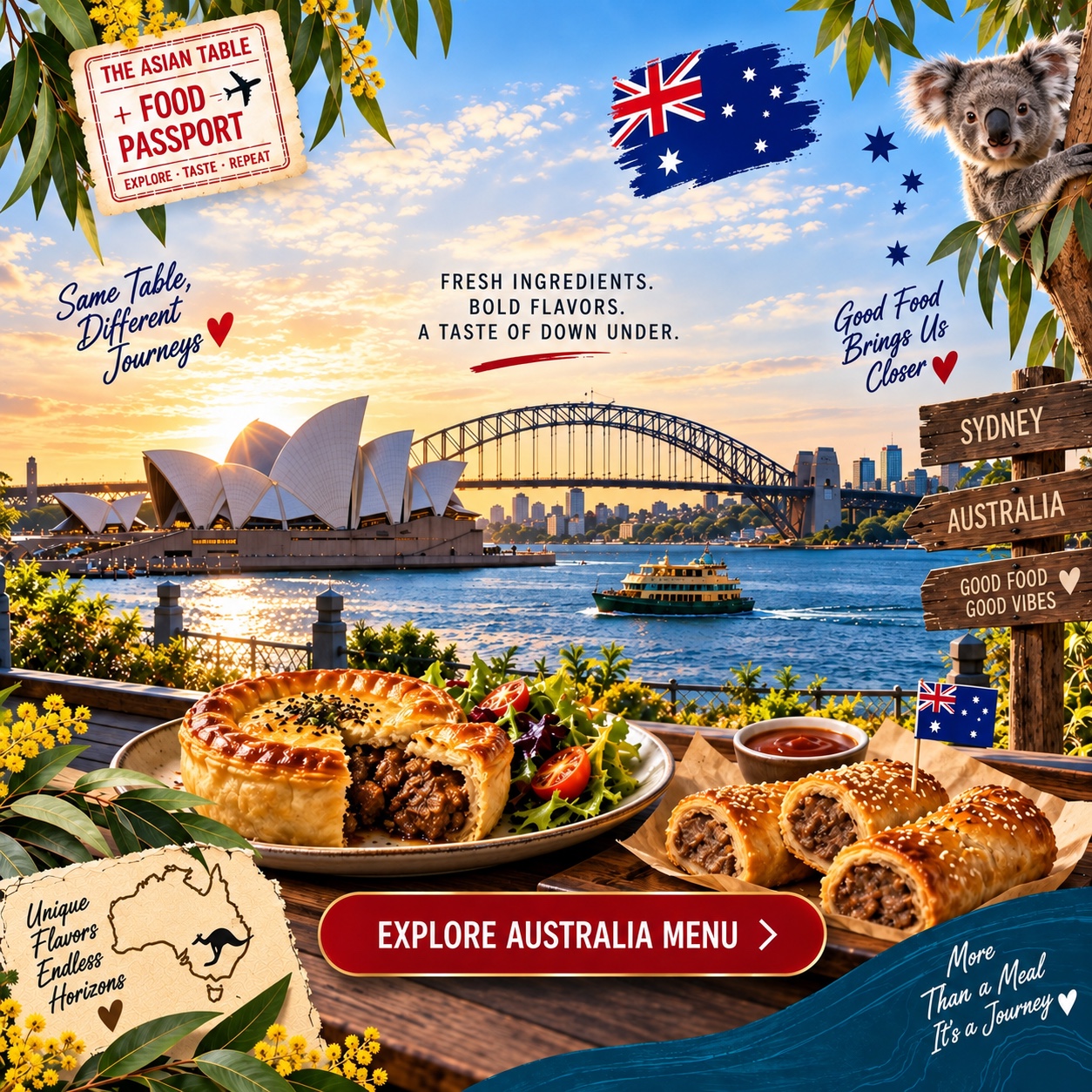 Australia food and travel destination collage