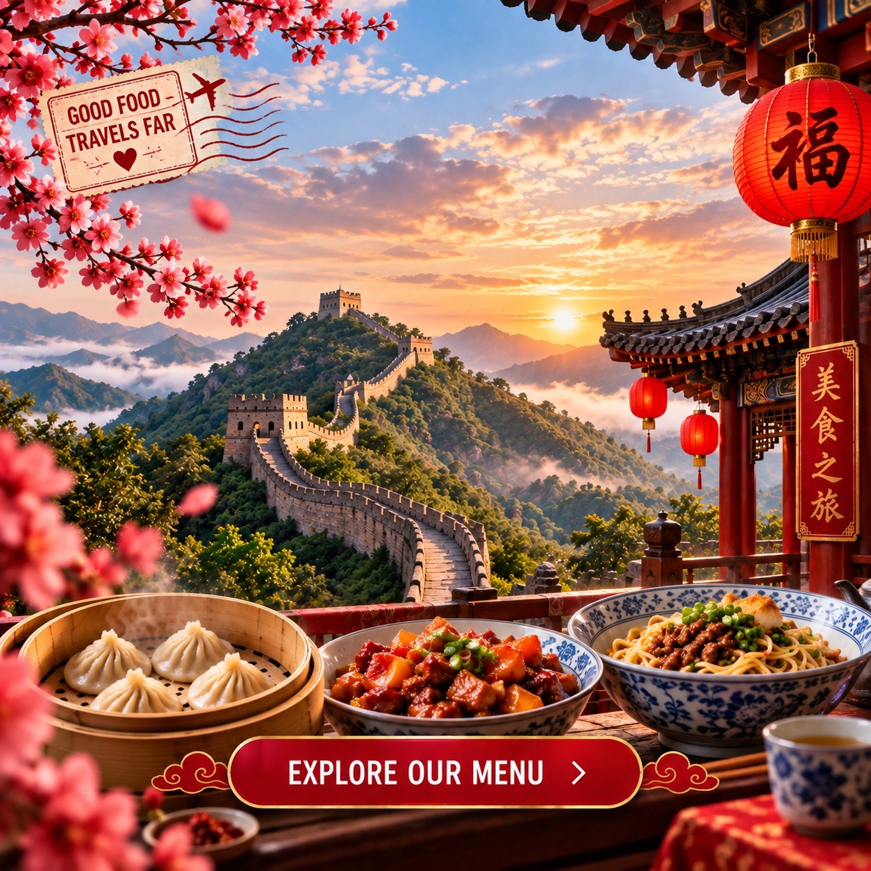 China food and travel destination collage