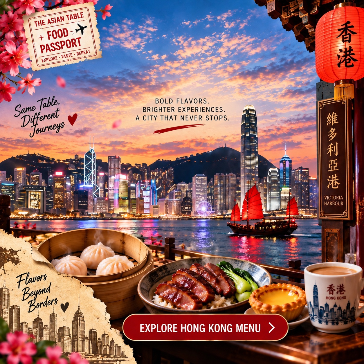 Hong Kong food and travel destination collage
