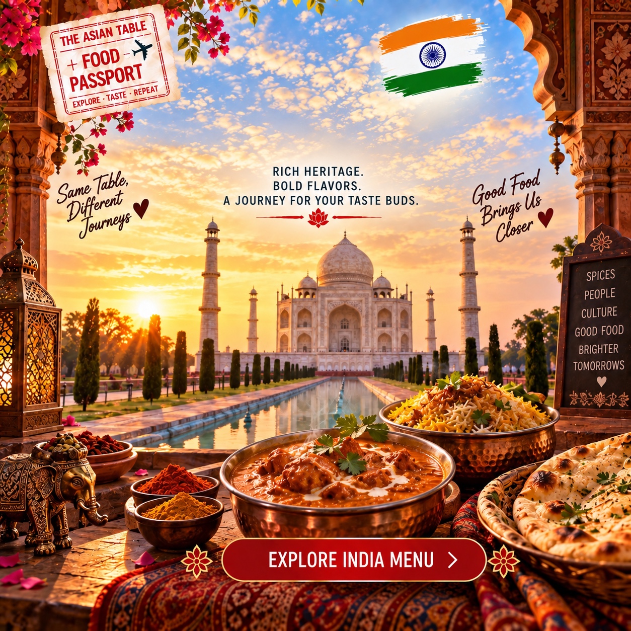 India food and travel destination collage