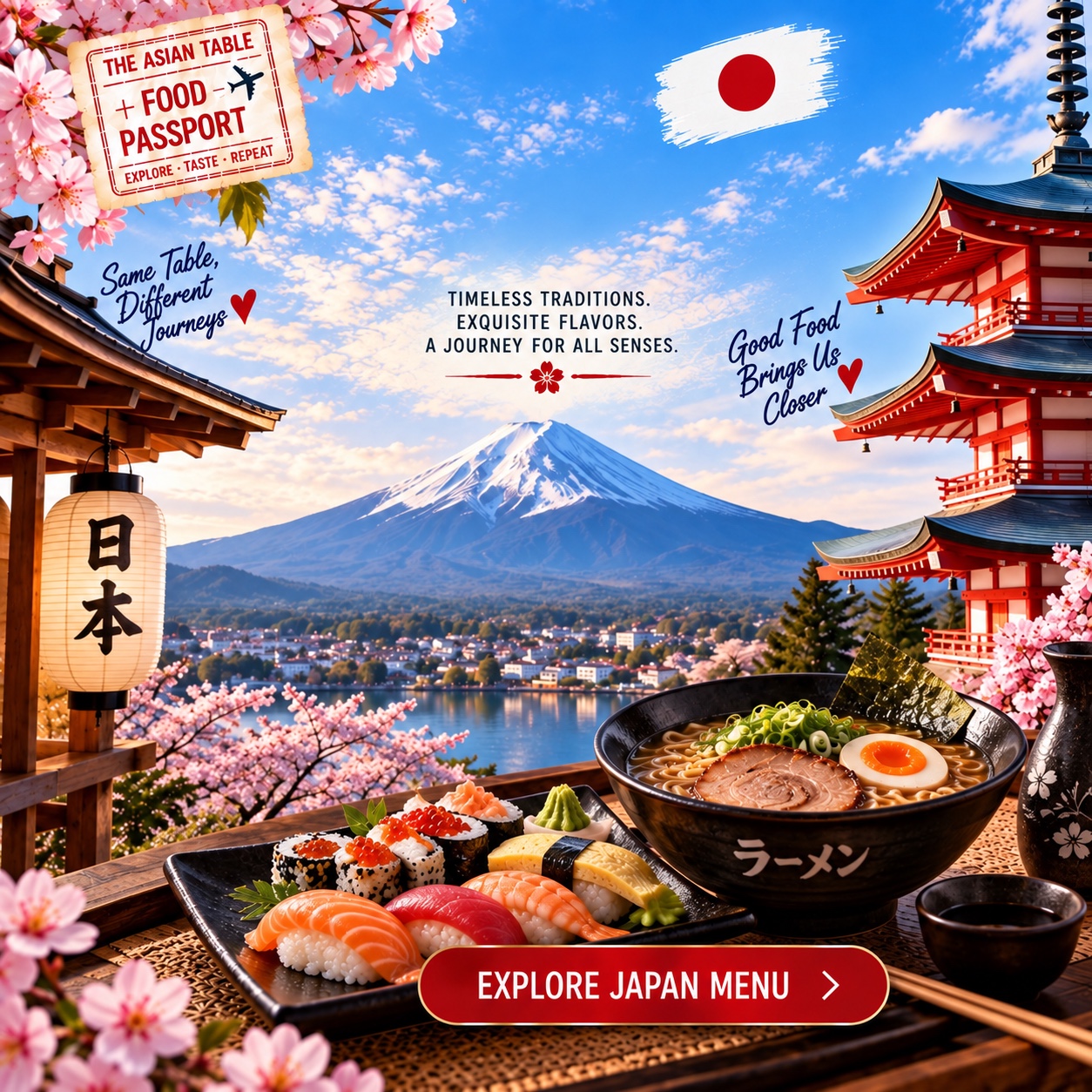 Japan food and travel destination collage