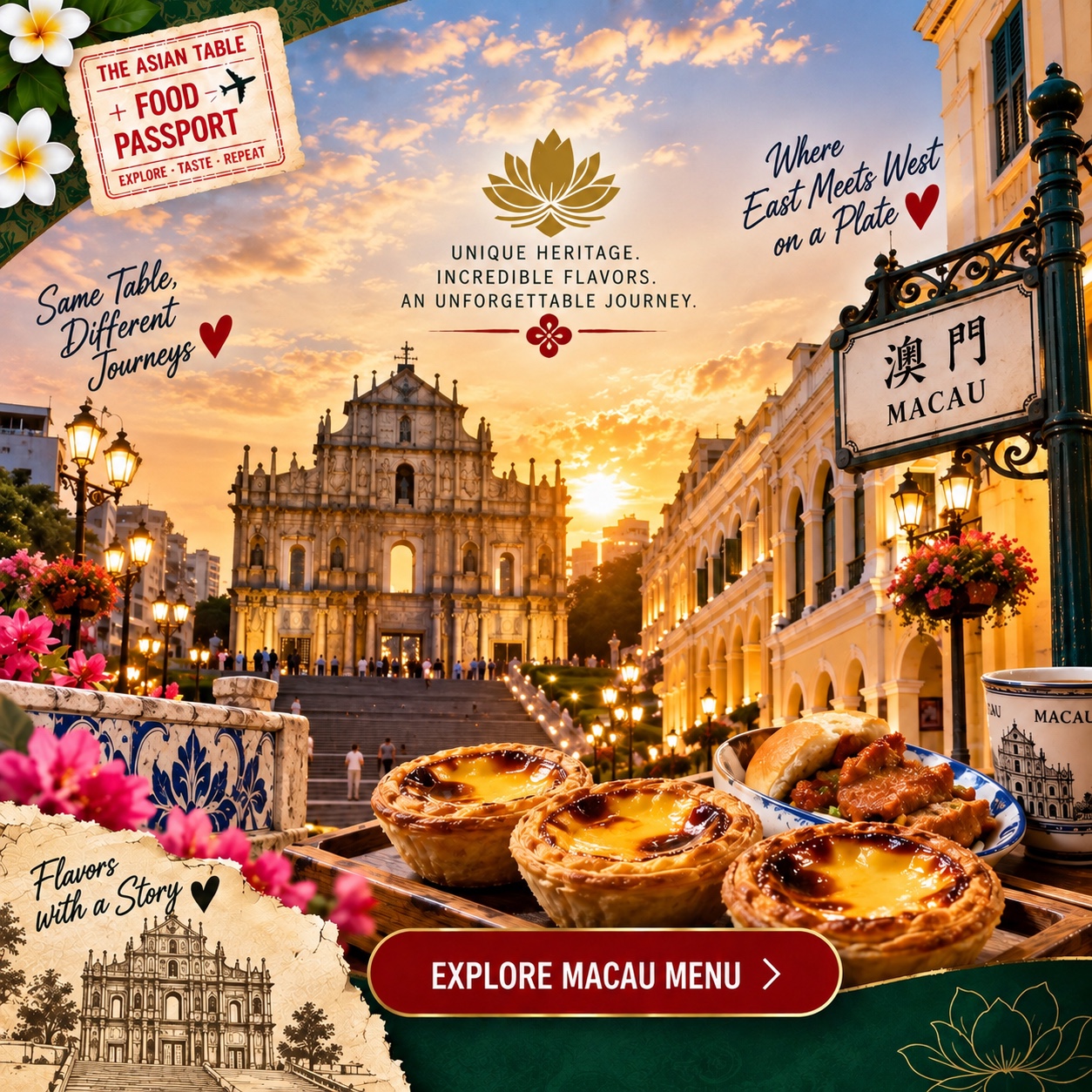 Macau food and travel destination collage
