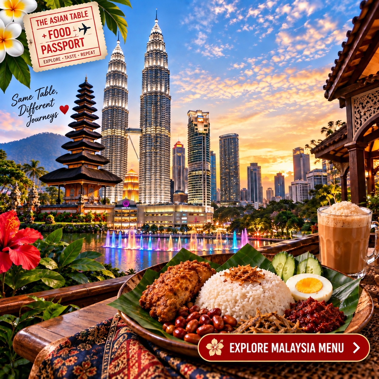 Malaysia food and travel destination collage