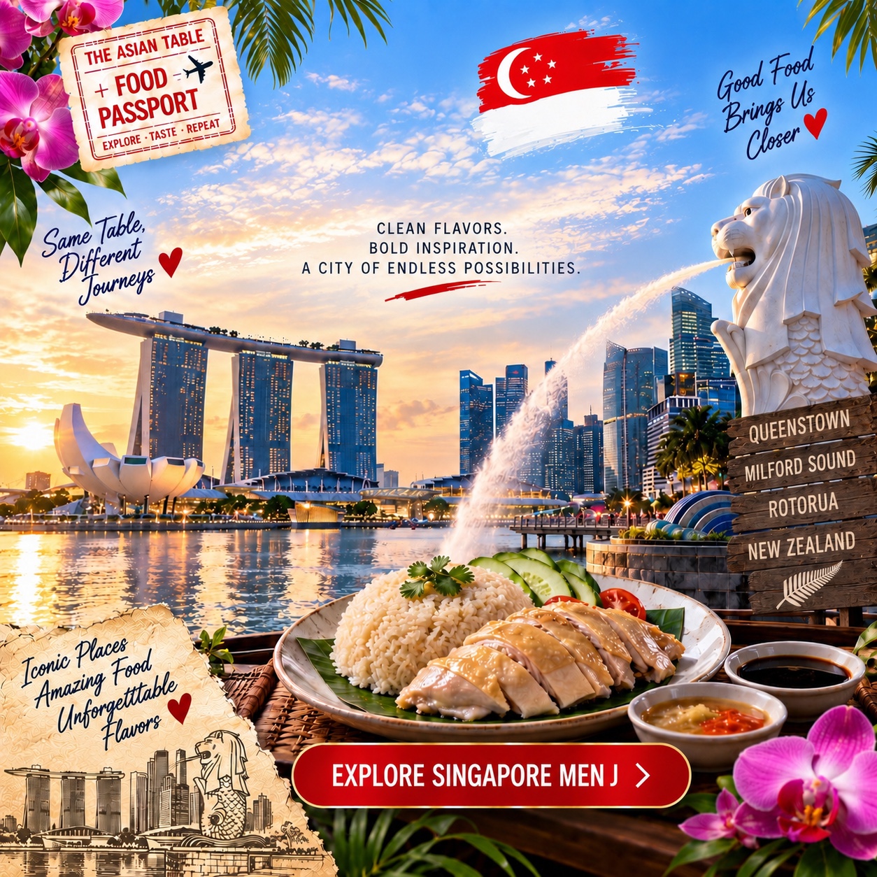 Singapore food and travel destination collage