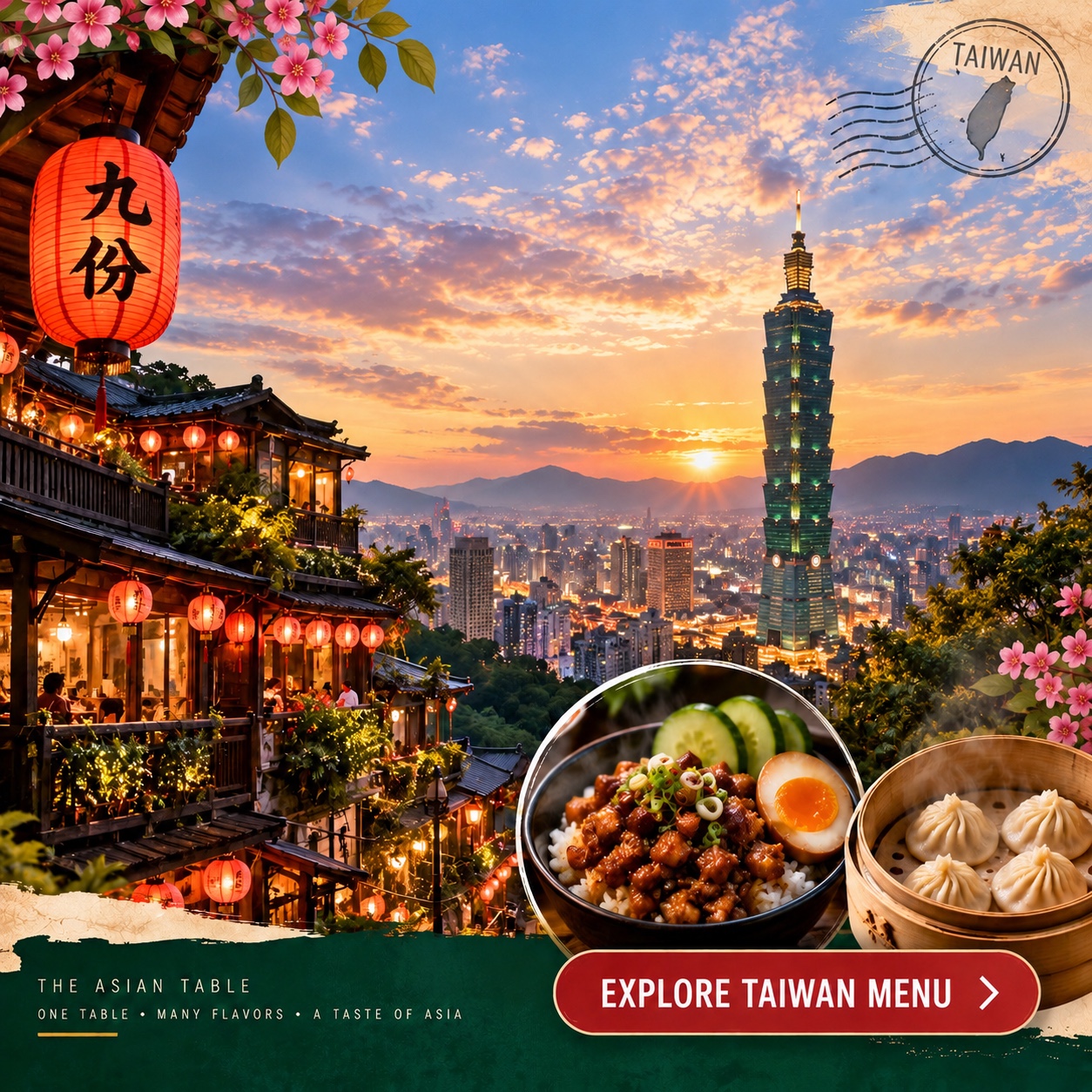 Taiwan food and travel destination collage