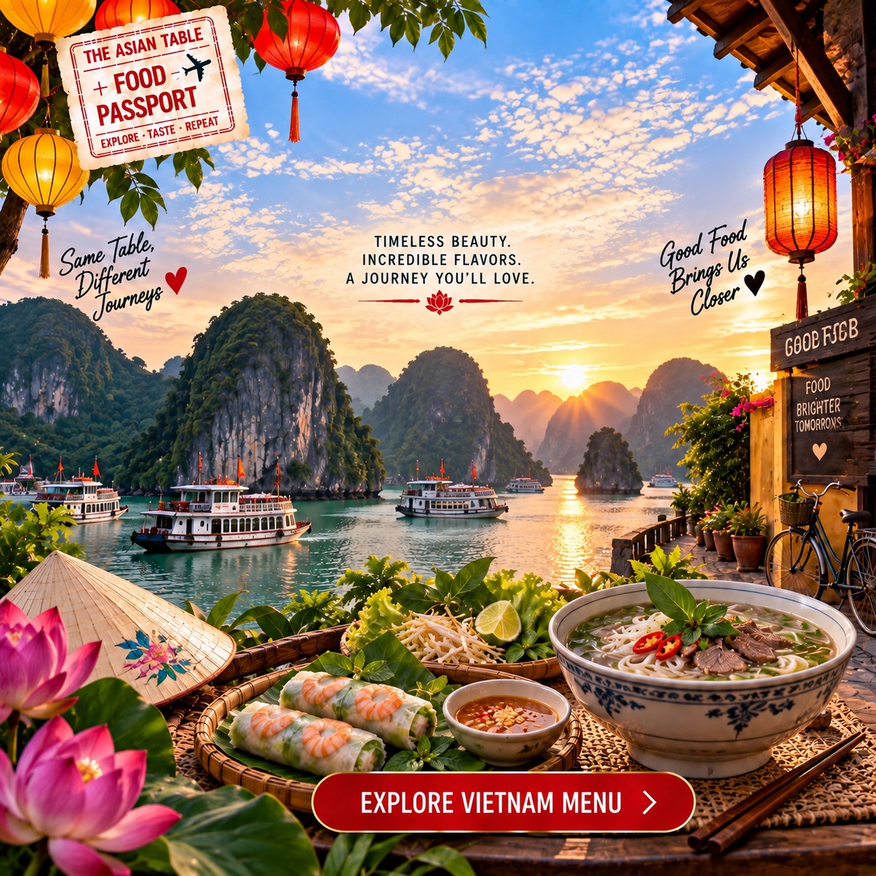 Vietnam food and travel destination collage