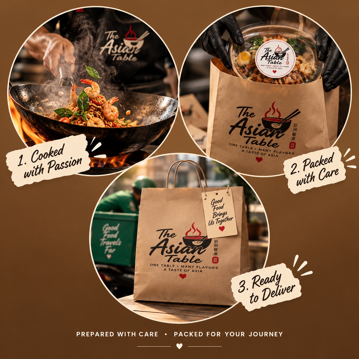 The Asian Table food cooked with passion, packed with care, and ready to deliver
